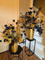 Set van 2 gouden vazen / potten met zwart goud bloemstuk, Huis en Inrichting, Woonaccessoires | Kunstplanten en Kunstbloemen, Ophalen