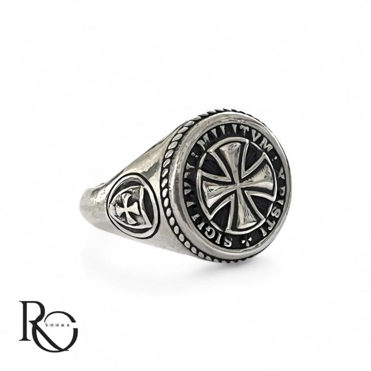 Tempeliers ring 925 zilver  – zegelring, Sieraden, Tassen en Uiterlijk, Ringen, Nieuw, Heer, 19 tot 20, Goud, Zilver, Ophalen of Verzenden