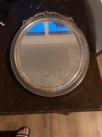 Retro vintage spiegel met zilverkleurige rand, Huis en Inrichting, Woonaccessoires | Spiegels, Ophalen of Verzenden, Gebruikt