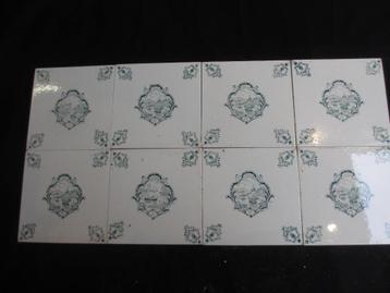 8 antieke tegels Art deco H  15x15cm Gilliot & Cie hemiksem beschikbaar voor biedingen