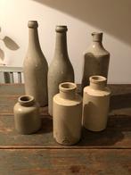 ANTIEK FRANS AARDEWERK KERAMIEK FLES POT BEIGE, Ophalen of Verzenden