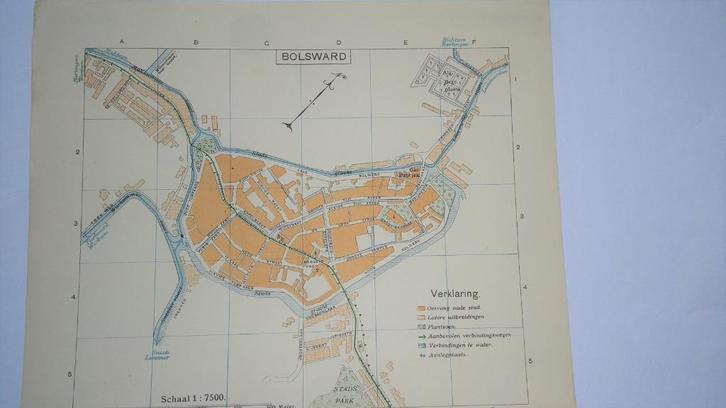 09 Bolsward Plattegrond Litho 1917, Antiek en Kunst, Kunst | Litho's en Zeefdrukken, Ophalen of Verzenden