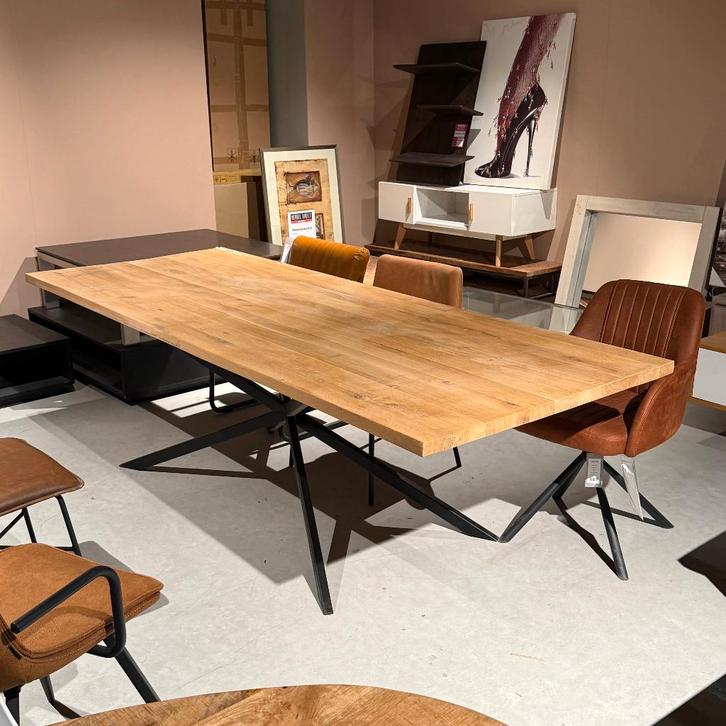 Onbehandeld Eiken tafel met massief eiken(4cm) 260x100cm, Huis en Inrichting, Tafels | Eettafels, Zo goed als nieuw, 50 tot 100 cm