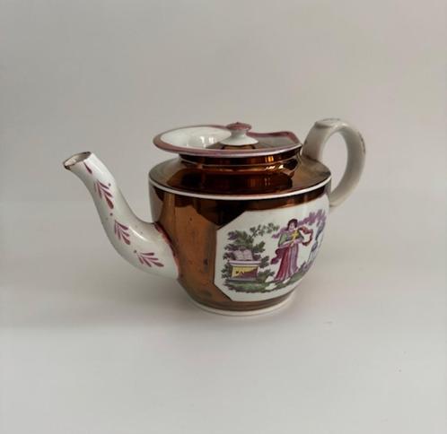 2 antieke kraag theepotten (Sunderland Charity Jug 1830?), Antiek en Kunst, Antiek | Porselein, Ophalen of Verzenden