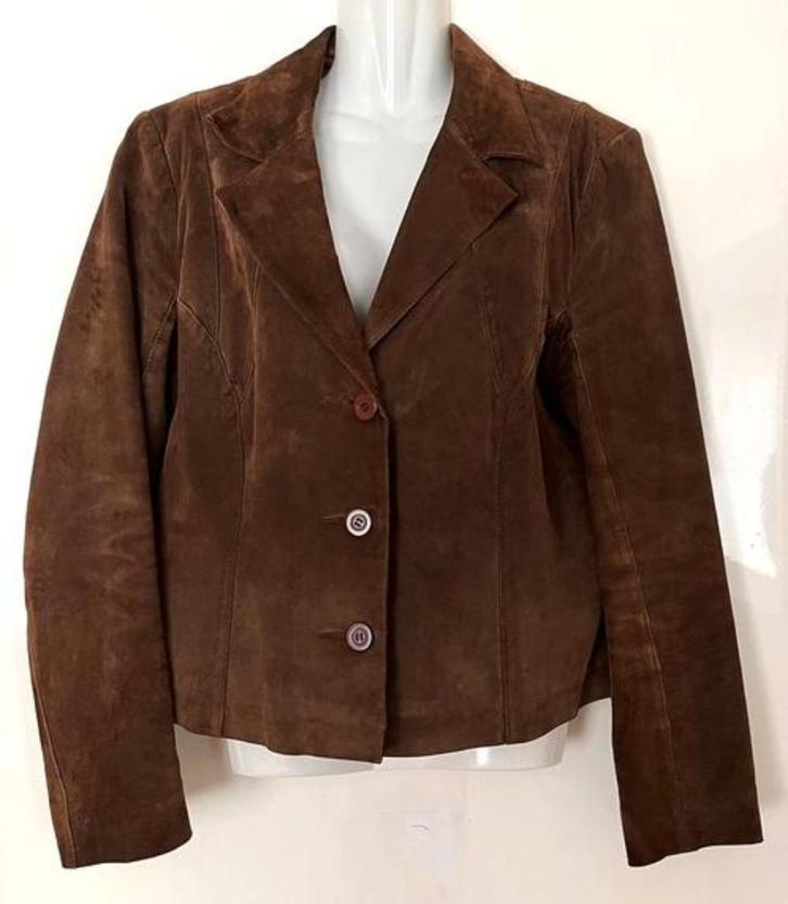 Blue River suède jasje maat 44 [DM], Kleding | Dames, Jasjes, Kostuums en Pakken, Zo goed als nieuw, Jasje, Maat 42/44 (L), Bruin