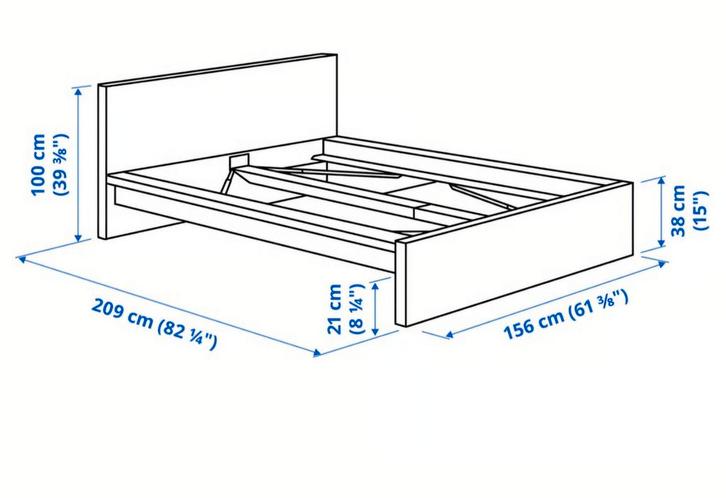 Ikea MALM bed, Huis en Inrichting, Slaapkamer | Boxsprings, Zo goed als nieuw, 160 cm, 210 cm, Tweepersoons, Ophalen