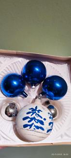 Kerstballen antiek blauw wit zilver, Diversen, Kerst, Ophalen of Verzenden, Gebruikt
