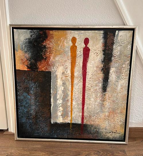 Abstract Canvas schilderij 65 x 65 cm, Antiek en Kunst, Kunst | Schilderijen | Abstract, Ophalen of Verzenden