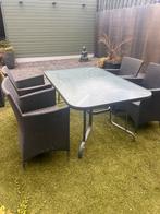Tuin tafel inclusief 6 stoelen, Gebruikt, Rechthoekig, Ophalen, Aluminium