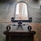 Smeeedijzeren Spiegel met plankje afmetingen 60x30 40x20cm, Minder dan 50 cm, Gebruikt, Ophalen of Verzenden, Minder dan 100 cm