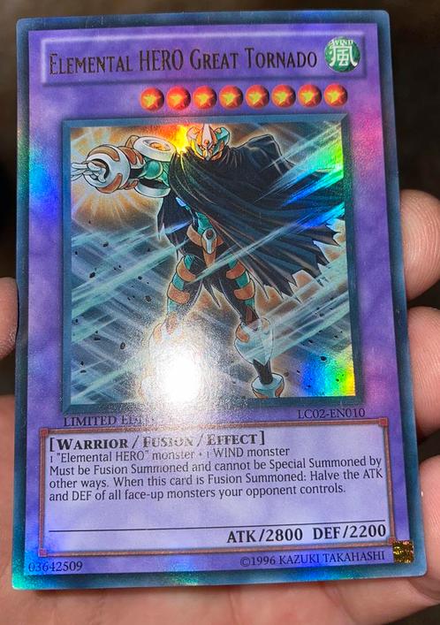 Yu-Gi-Oh! Elemental HERO Great Tornado ️ LC02 Print !, Hobby en Vrije tijd, Verzamelkaartspellen | Yu-gi-Oh!, Gebruikt, Losse kaart