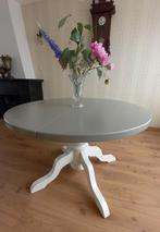 Mooie eettafel 120cm doorsnede, witte poot met grijs blad, Ophalen, Gebruikt, Rond, Landelijk