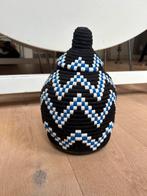 Marokkaanse Berber Safi Mand - Zwart, Wit & Blauw, Huis en Inrichting, Overige materialen, Mand, Rond, Ophalen of Verzenden