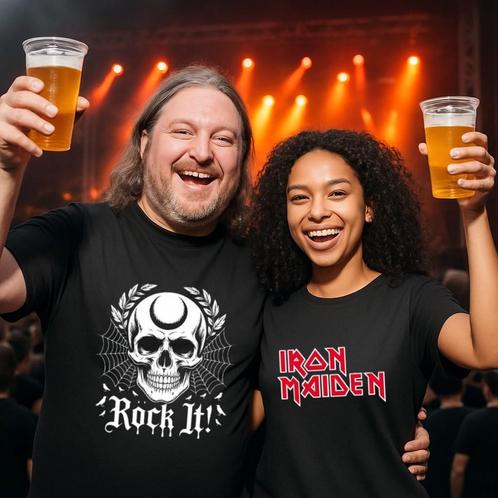 Iron Maiden unisex T-shirt! Heren en dames t/m maat 5x XL, Kleding | Dames, T-shirts, Nieuw, Zwart, Korte mouw, Ophalen of Verzenden