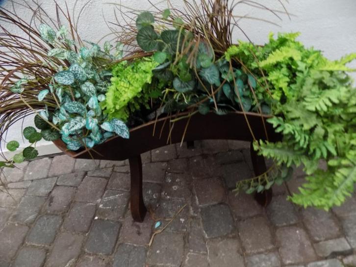 Plantenbak bloembak hout vintage gebogen model rural style, Antiek en Kunst, Curiosa en Brocante, Ophalen of Verzenden