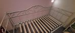 Wit metalen bed met lattenbodem, Huis en Inrichting, Slaapkamer | Bedden, Ophalen, Gebruikt, 90 cm, Eenpersoons