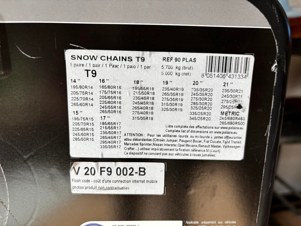 Te huur: Modula Polaire Grip sneeuwkettingen, type T9., Ophalen, Zo goed als nieuw