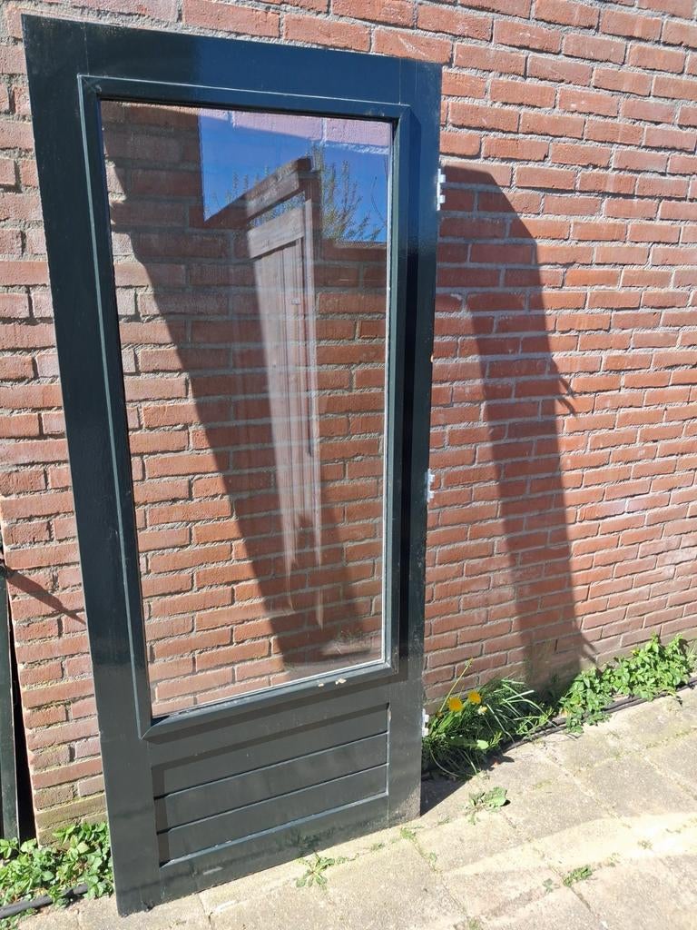 Hardhouten achterdeur 88x201cm dubbelglas borsthoogte 55cm, Ophalen, 80 tot 100 cm, 200 tot 215 cm, Glas
