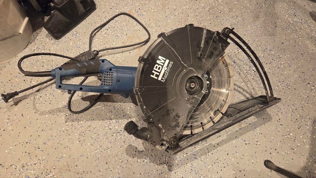HBM Profi 350 mm Muurzaag / Betonzaag Watergekoeld - 2600W, Doe-het-zelf en Verbouw, Gereedschap | Zaagmachines, Ophalen, Gebruikt