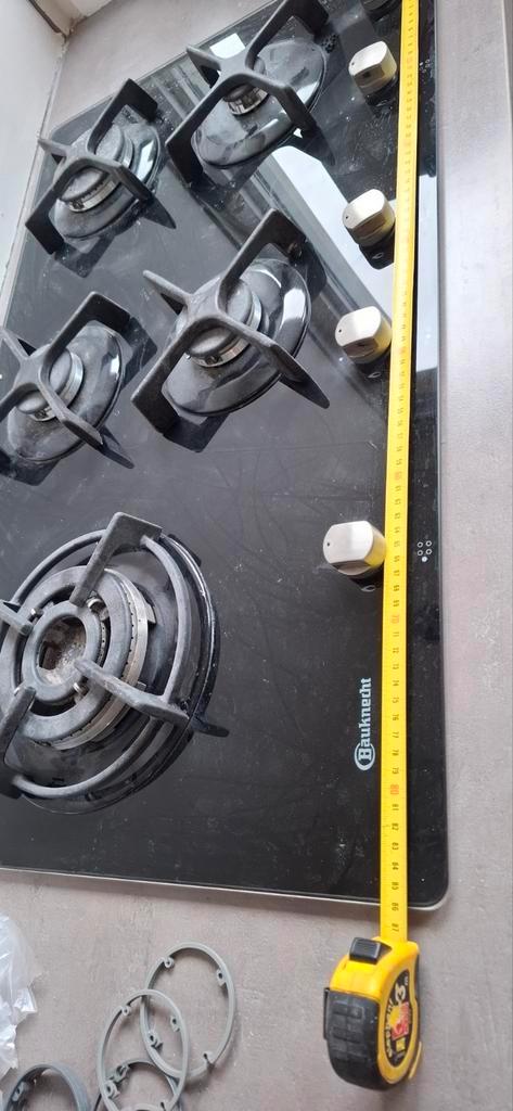 Bauknecht gasfornuis met 5 pitten - Zwart, Witgoed en Apparatuur, Kookplaten, Gebruikt, Inbouw, Gas, 5 kookzones of meer, Ophalen