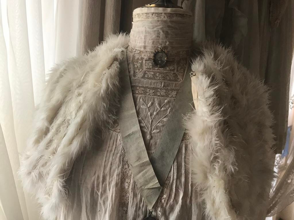 Prachtige antieke pellerine, stola van zwanendons !, Ophalen of Verzenden