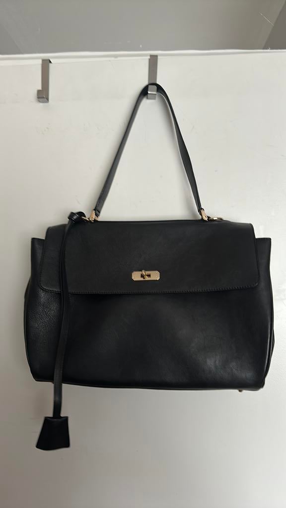 Leren tas., Ophalen of Verzenden, Zo goed als nieuw, Zwart, Handtas