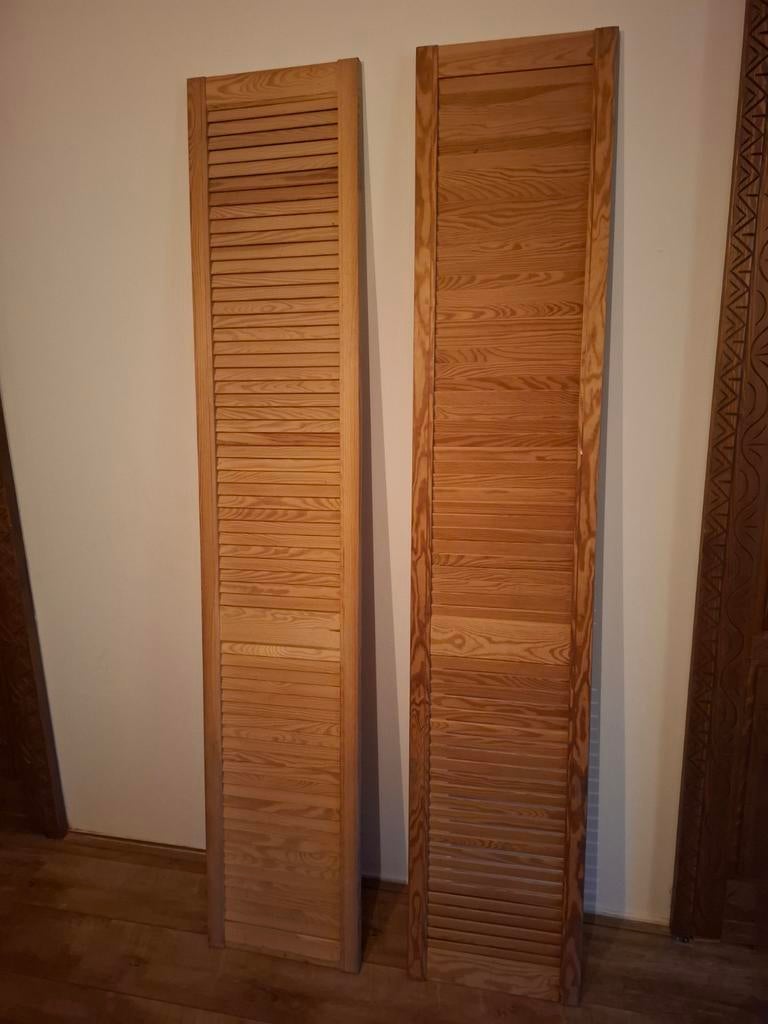 Houten Louvredeuren - 38cm x 200cm, Gebruikt, Minder dan 80 cm, Binnendeur, Ophalen of Verzenden