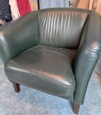 Groene leren fauteuil - gratis af te halen, Ophalen, Gebruikt, Tijdloos, 75 tot 100 cm