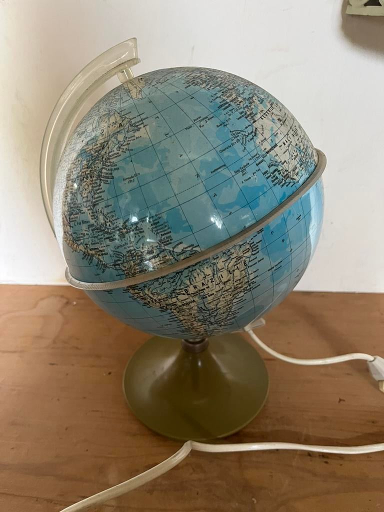 Vintage globe wereldbol met verlichting, Ophalen of Verzenden, Zo goed als nieuw
