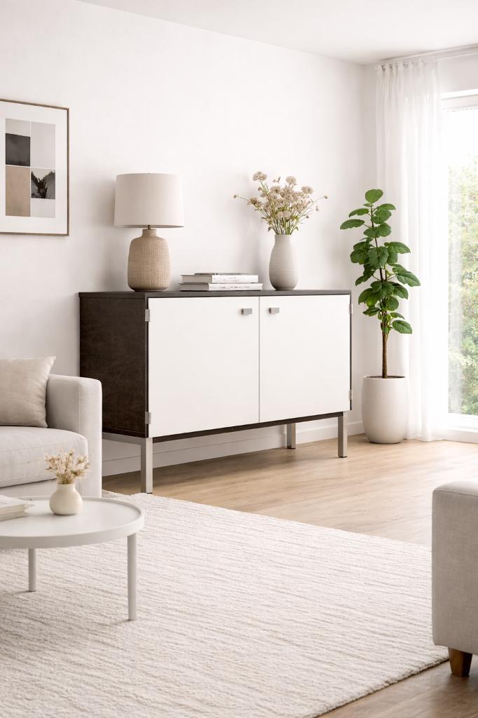 Prachtige vintage dressoir (duo tone - Meurop), Huis en Inrichting, Kasten | Dressoirs, Gebruikt, 100 tot 150 cm, 25 tot 50 cm