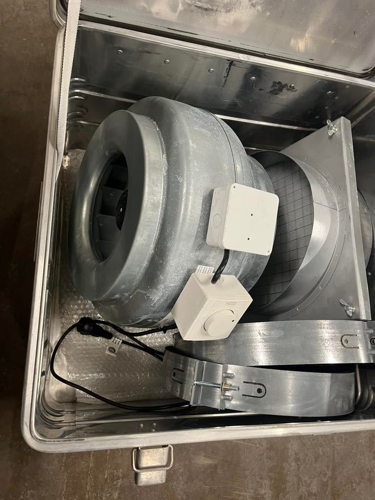 Industriële kanaalventilator + filtersysteem – z.g.a.n., Ophalen of Verzenden, Zo goed als nieuw, Afzuiger