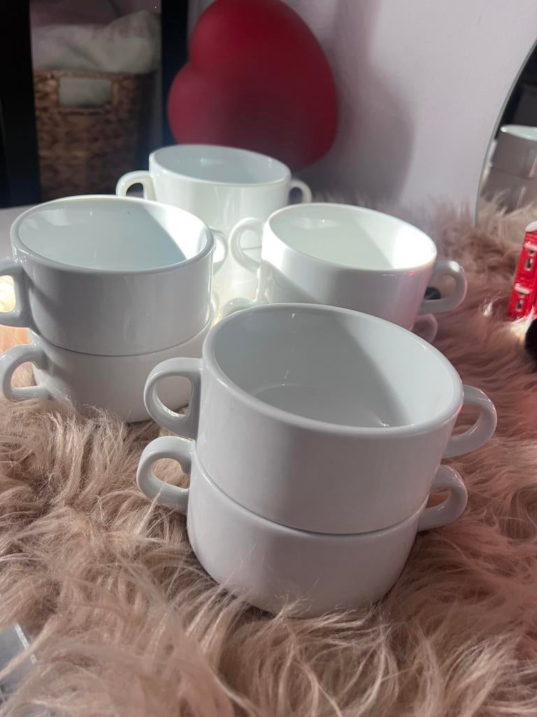8 soepkommen met handvatten, Huis en Inrichting, Keuken | Servies, Ophalen, Zo goed als nieuw, Overige stijlen, Kom(men)