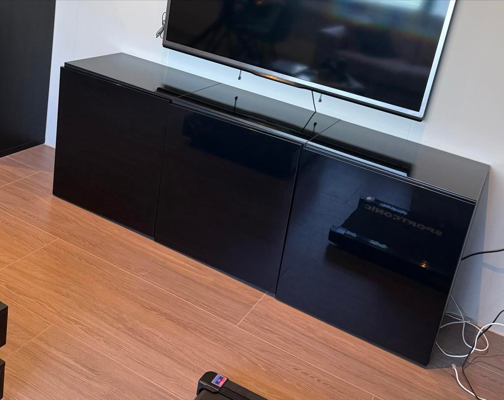 3 BESTA kasten IKEA hoogglans zwart, Ophalen, Overige materialen, 150 tot 200 cm, Zo goed als nieuw