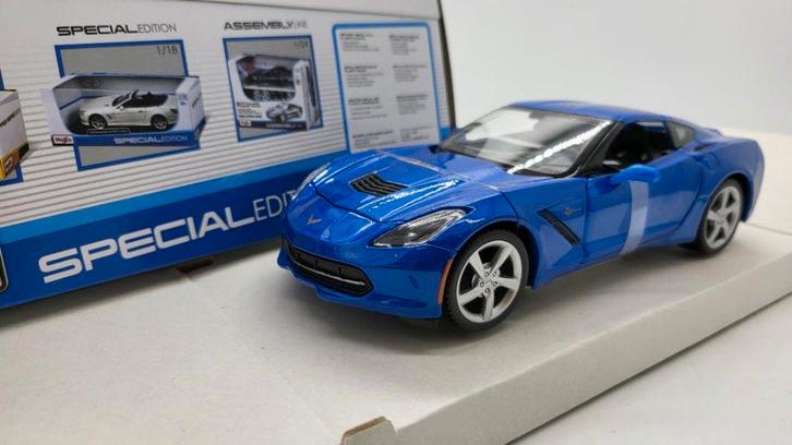 Chevrolet Corvette Stingray 2014 Blauw 1:24, Hobby en Vrije tijd, Modelauto's | 1:24, Nieuw, Auto, Maisto, Ophalen of Verzenden