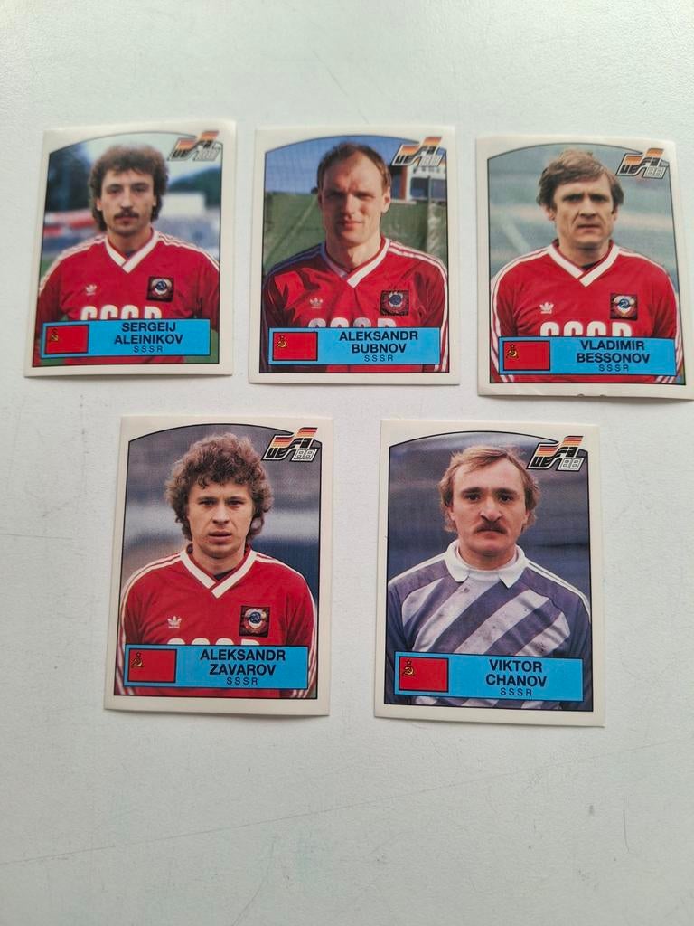5 Panini voetbalplaatjes Sovjet Unie EURO 88, Verzamelen, Ophalen of Verzenden, Zo goed als nieuw, Buitenlandse clubs, Poster, Plaatje of Sticker
