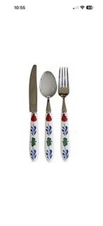 Boerenbont bestekset, bestaande uit: 1x vork 1x mes 1x lepel, Ophalen of Verzenden, Zo goed als nieuw, Rvs of Chroom