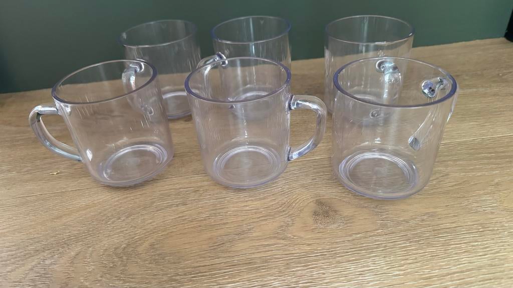 6x plastic theeglazen, Caravans en Kamperen, Ophalen of Verzenden, Gebruikt