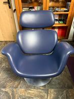 Artifort fauteuil blauw leer izgst, Zo goed als nieuw, 50 tot 75 cm, Artifort, Ophalen