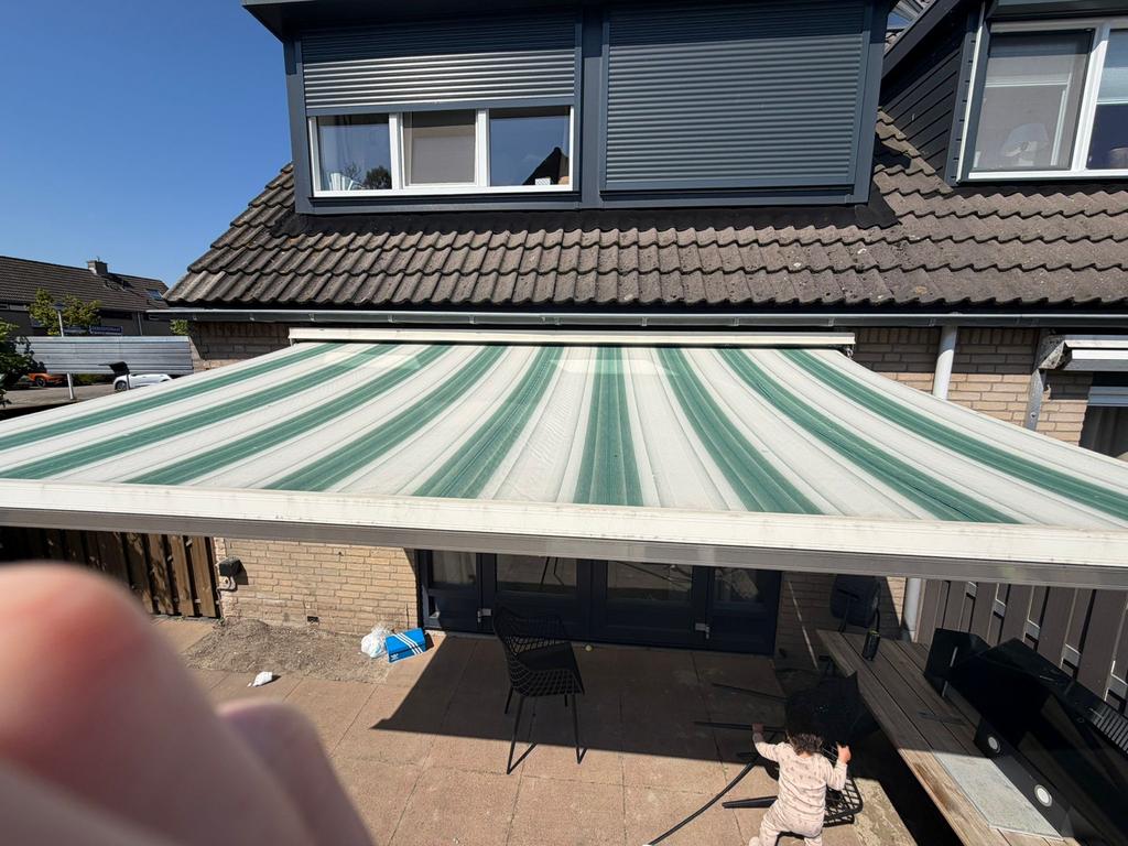Handbediend zonnescherm 400x250 cm, Tuin en Terras, Zonneschermen, Ophalen, Gebruikt, 150 tot 300 cm, 250 cm tot 450 cm