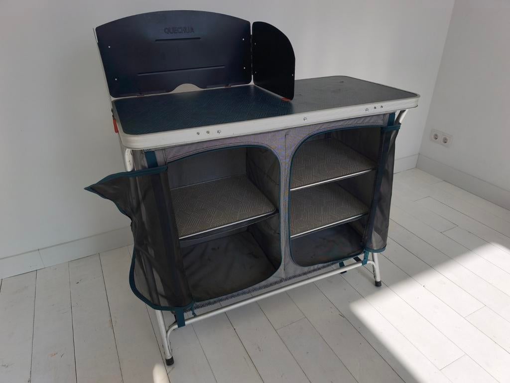 Opvouwbare kampeerkeuken met windscherm en draagzak, Ophalen, Gebruikt