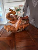 Zeer mooie eikenhouten schommel olifant, Ophalen, Zo goed als nieuw, Wanddecoratie