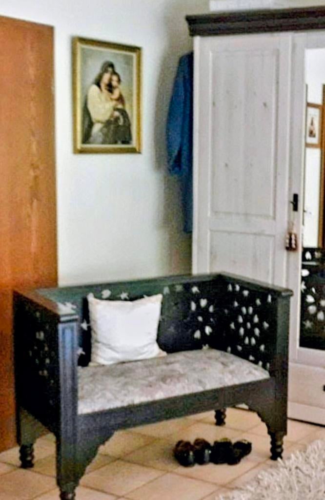 Antiek ebbenhouten bankje - Prachtig onderhouden, Antiek en Kunst, Ophalen of Verzenden