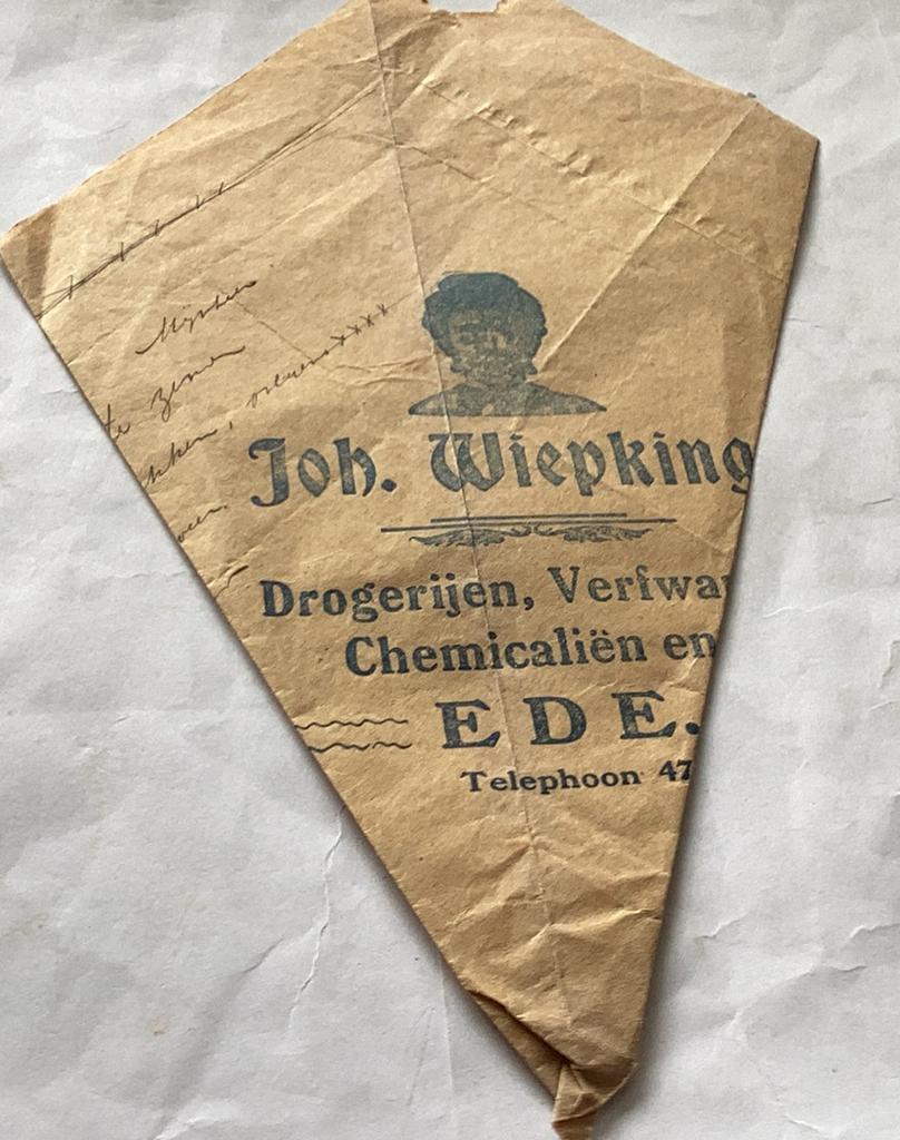 Oud punt zakje Wiepking EDE drogerijen afm is 16x 27 cm, Ophalen of Verzenden, Zo goed als nieuw, Overige typen