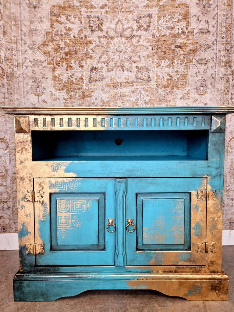 India Ibiza tvkast/ vintage look dressoir in turquoise, Ophalen, Mina Donyavi Meubels, Donyavimin@gmail.com, 5363st