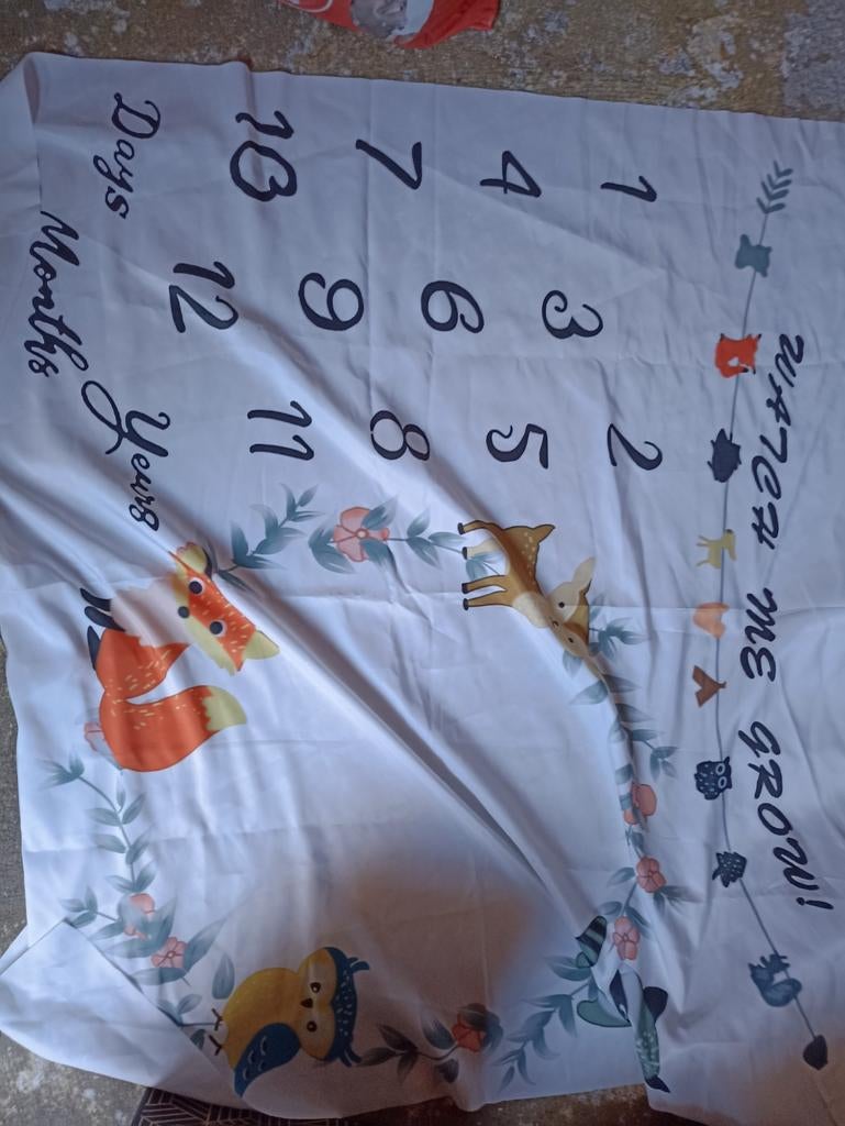 Baby mijlpaal deken 'Watch Me Grow' met bosdieren, Ophalen of Verzenden, Nieuw
