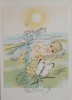 Exlibris K.  Benes, meisje, bloemen, vlinder (koolwitje), Verzenden