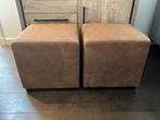 2 x Camel kleurige poef 45 x 45 x 45cm suede stof, Ophalen, Minder dan 50 cm, Vierkant, Minder dan 50 cm