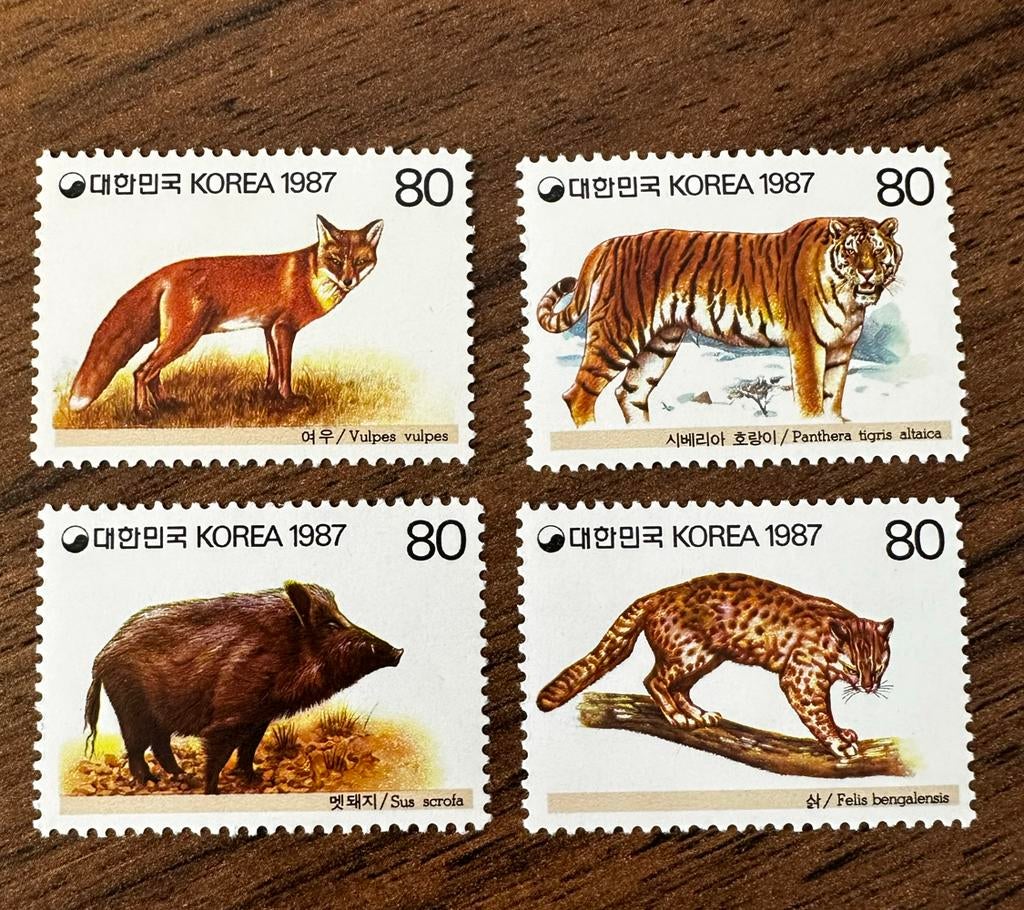 Zuid Korea 1987 Dieren Postfris tijger vos zwijn, Ophalen of Verzenden, Postfris