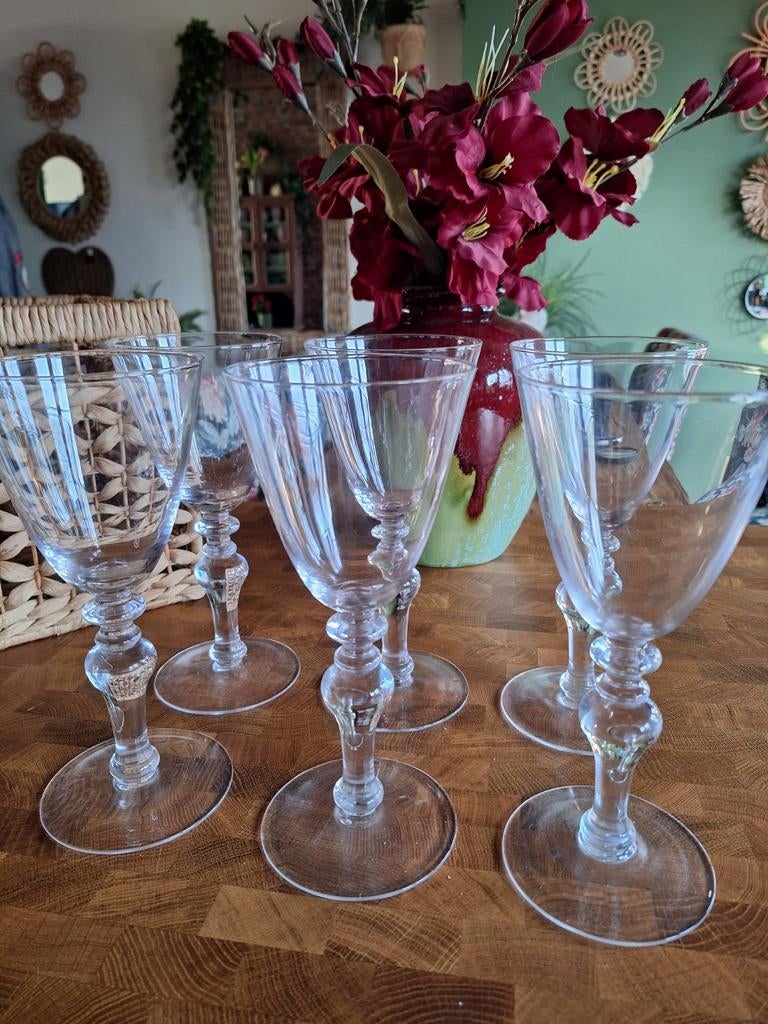 6 wijnglazen glazen droog design rijksmuseum ??.kristal, Ophalen, Glas of Glazen, Overige stijlen, Glas