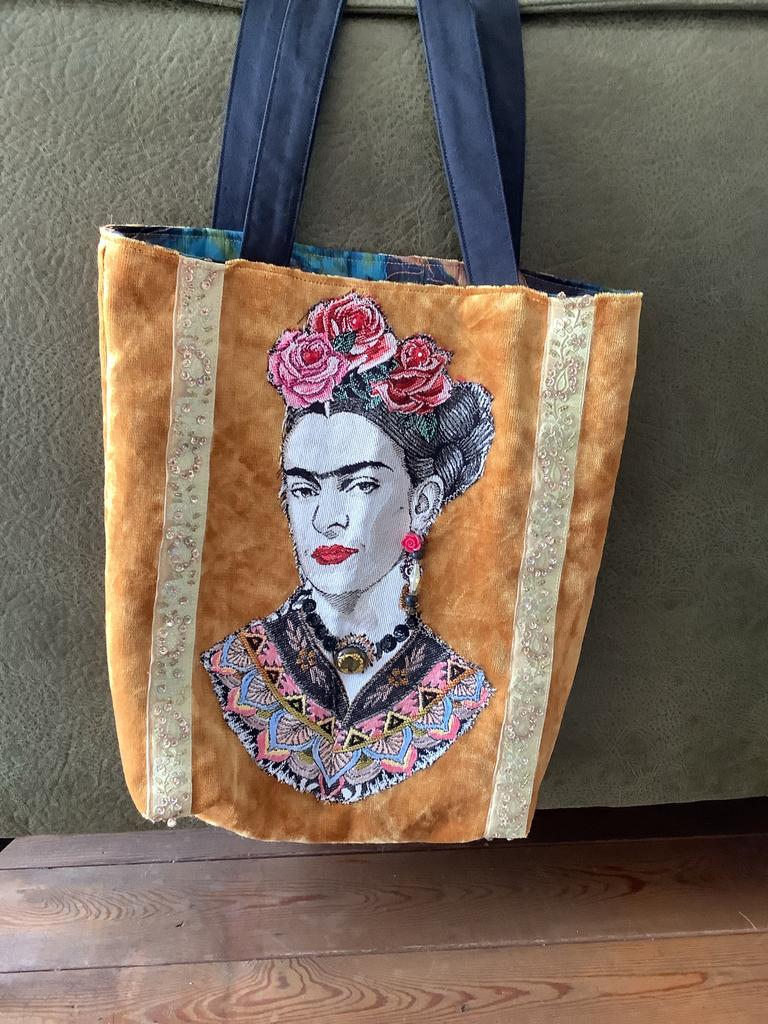 Unieke handgemaakte Frida Kahlo tas van velours, Ophalen of Verzenden, Nieuw, Overige kleuren, Handtas